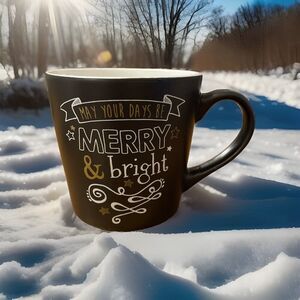 Boston Warehouse Trading Co Christmas Mug Merry & Bright Chalkboard Style